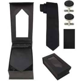 Plain Black Tie Set Wholesale-1