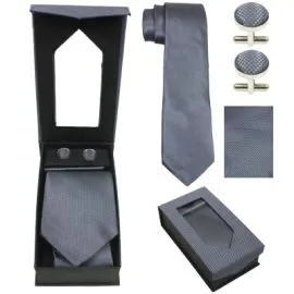 Plain Grey Tie Set Wholesale-1