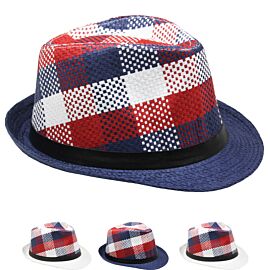 Checkered Mix Color Trilby Fedora Hat Set in Wholesale