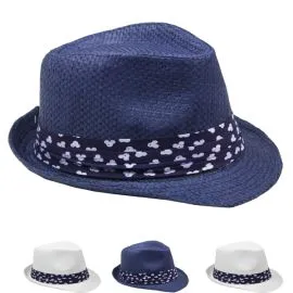 Wholesale Adult Straw Trilby Fedora Hat Set with Ribbon Band-1