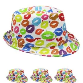 Bulk Lips Pattern Adult Party Trilby Fedora Hat-1