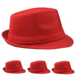 Bulk Beach Party Red Adult Trilby Fedora Hat-1