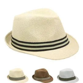 Wholesale Trending Adult Casual Straw Trilby Fedora Hat Set-0