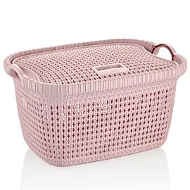 Wholesale Laundry Hampers – Pink Knit Style with Lid 8 Gal | 6 pcs