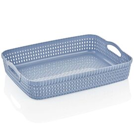Wholesale Plastic Storage Baskets – Blue Knit Large Organizer | 24 pcs