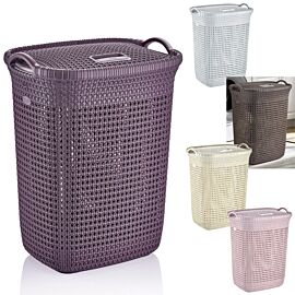 Wholesale Laundry Hampers – Dark Purple Knit with Lid 17 Gal | 4 pcs