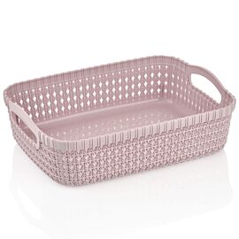 Bulk Plastic Storage Baskets – Pink Knit Medium Organizer | 36 pcs