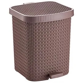 Pedal Trash Can Bulk – 3.2 Gallon Brown Knit Design | 6 pcs