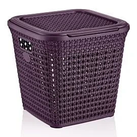 Wholesale Laundry Hampers – Purple Knit Square with Lid 4 Gal |