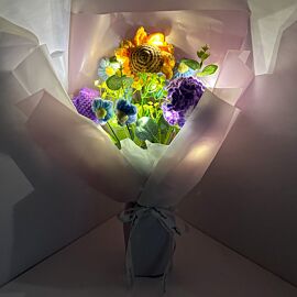 Purple Crochet Flowers Congratulations Bouquets for Business Collegues