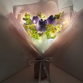 Purple Crochet Flowers Birthday Bouquets in bulk for shopping mall carts