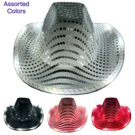 wholesale light up sequin cowboy party hats in bulk