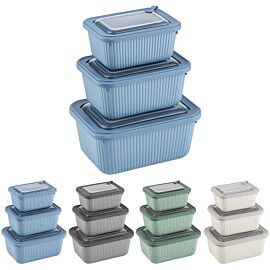 Line Rectangular Storage Box | BLUE | 3 Pcs. Set | 600 ML | 1050 ML | 1750 ML