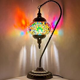 Wholesale Lively Rainbow Flowers Swan Neck Handmade Mosaic Lamp