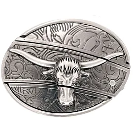 Longhorn bull hidden knife belt buckle