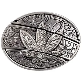 rhinestoned marijuana hidden knife belt buckle