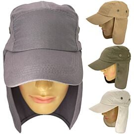 Wholesale Men's summer hats with neck flap - caps in bulk assorted colors