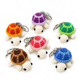 Mini Turtle Keychain Set - Assorted Color Crochet Turtles