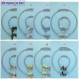 Mixed Stainless Steel Charm Necklace and Bracelet Set - Unique Styles | 20 pcs