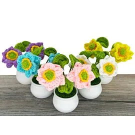 multicolor assortment crochet lotus flowers in pot