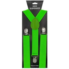 Neon Green Color Children Wholesale Suspenders