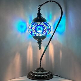 Wholesale Oceanic Blue Blossom Swan Neck Handmade Mosaic Glass Lamp
