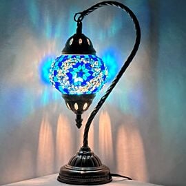 Wholesale Oceanic Blue Flower Swan Neck Handmade Mosaic Glass Lamp