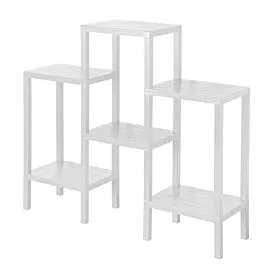 Modular Plastic Display Shelves Wholesale – 6 Tier Stair Shelf White | 6 pcs