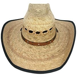 palm straw hat with black edged brim cowboy hats