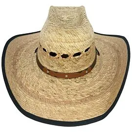 palm straw hat with black edged brim cowboy hats