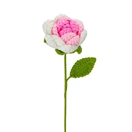 wholesale white pink crochet rose