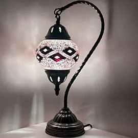 Wholesale Authentic Purple Diamonds Swan Neck Handmade Mosaic Glass Lamp