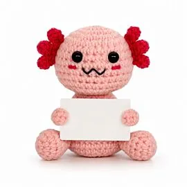 Pink Axolotl Doll - Crochet Amigurumi with Message Card