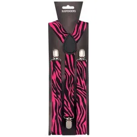 Pink Zebra Print Adult Wholesale Suspenders