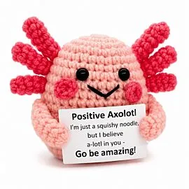 Positive Axolotl - Crochet Axolotl Doll with Encouragement Card