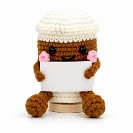 Positive Coffee Cup - Crochet Latte Doll with Encouragement Card