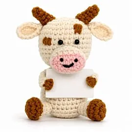 Positive Cow - Crochet Cow Doll with Message Card