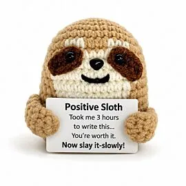 Positive Sloth - Crochet Sloth Doll with Encouragement Card