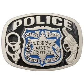 Police Belt Buckle - Gun & Handcuffs Design-0