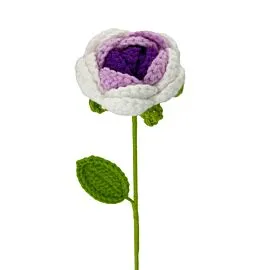 purple white crochet rose