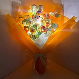 Orange Crochet Rabbit Sunflower Easter Bouquets wholesale