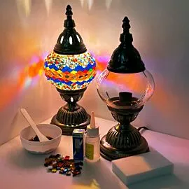 DIY Mosaic Lamp Set - Rainbow Road Pattern on Round Ball Table Lamp
