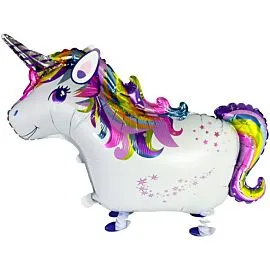 rainbow unicorn foil balloons with walking air pet design