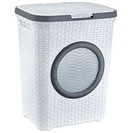 Wholesale Laundry Hampers – White Rattan with Front Hole 17 Gal | 4 pcs