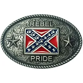 Wholesale Belt Buckles - Rebel Pride Belt Buckle with Flag Dimension