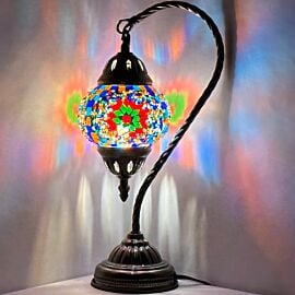 Wholesale Red Petal Flower Swan Neck Handmade Mosaic Glass Lamp