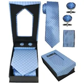 Dotted Light Blue Tie Set - Bulk-4