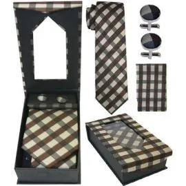Classical Checked Design Tie Set - Wholesale-4