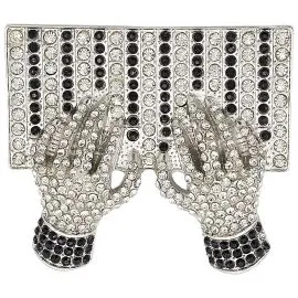 Bling Belt Buckles Wholesale - Rhinestone Hands Playing Piano Belt Buckle