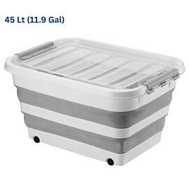 Wholesale Rolling Storage Containers – 12 Gal Collapsible Plastic Bins with Handle | 4 pcs